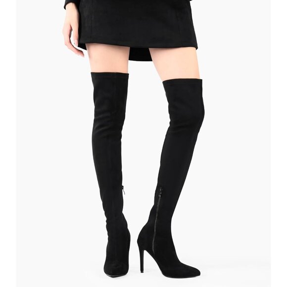 🆕Women Suede Polyurethane Over The Knee High Stretchy Leather Thigh High Boots - Picture 11 of 14